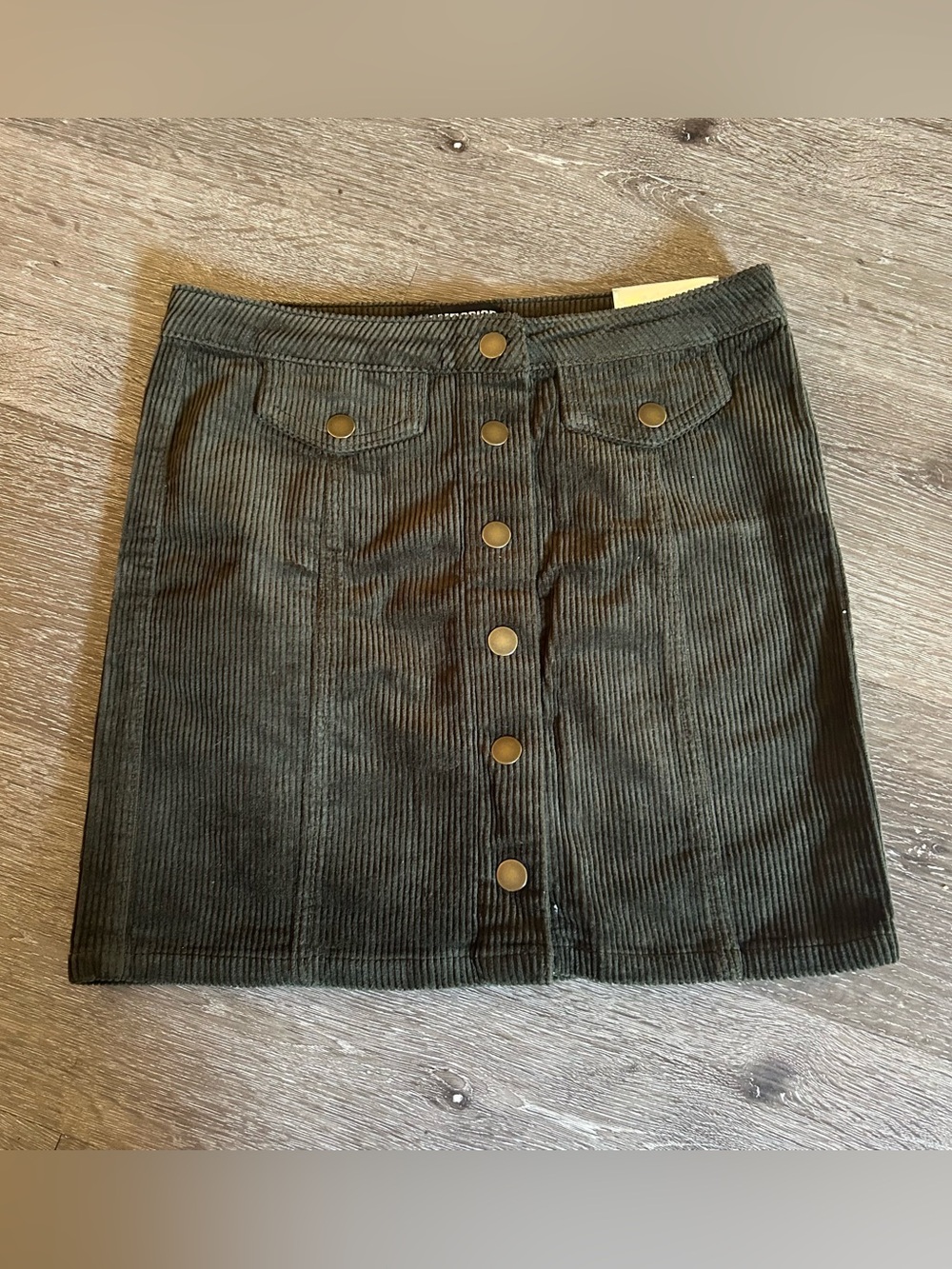 NWT Blue Spice Size 3 Green Corduroy Button Front Mini Skirt